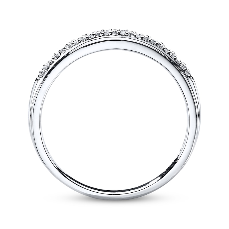 Main Image 3 of Previously Owned Diamond Wedding Band 1/20 ct tw Round-cut 10K White Gold - Size 4.5