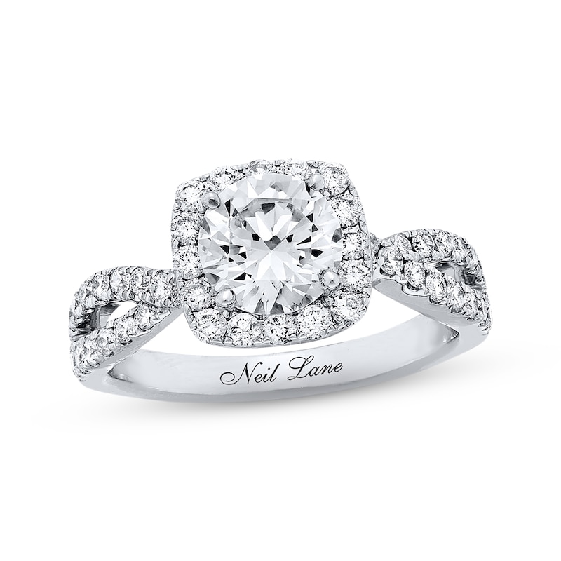 Main Image 1 of Previously Owned Neil Lane Diamond Engagement Ring 2-1/5 ct tw Round-cut 14K White Gold Size 4.25