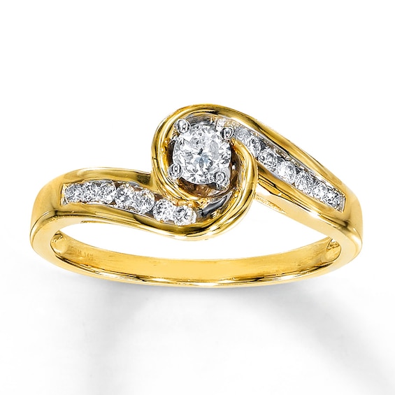 Previously Owned Diamond Engagement Ring 1/4 ct tw Round-cut 14K Yellow Gold Size 10.5
