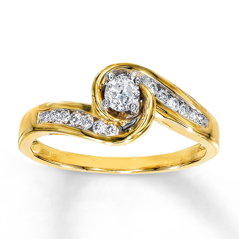 Previously Owned Diamond Engagement Ring 1/4 ct tw Round-cut 14K Yellow Gold - Size 10.5
