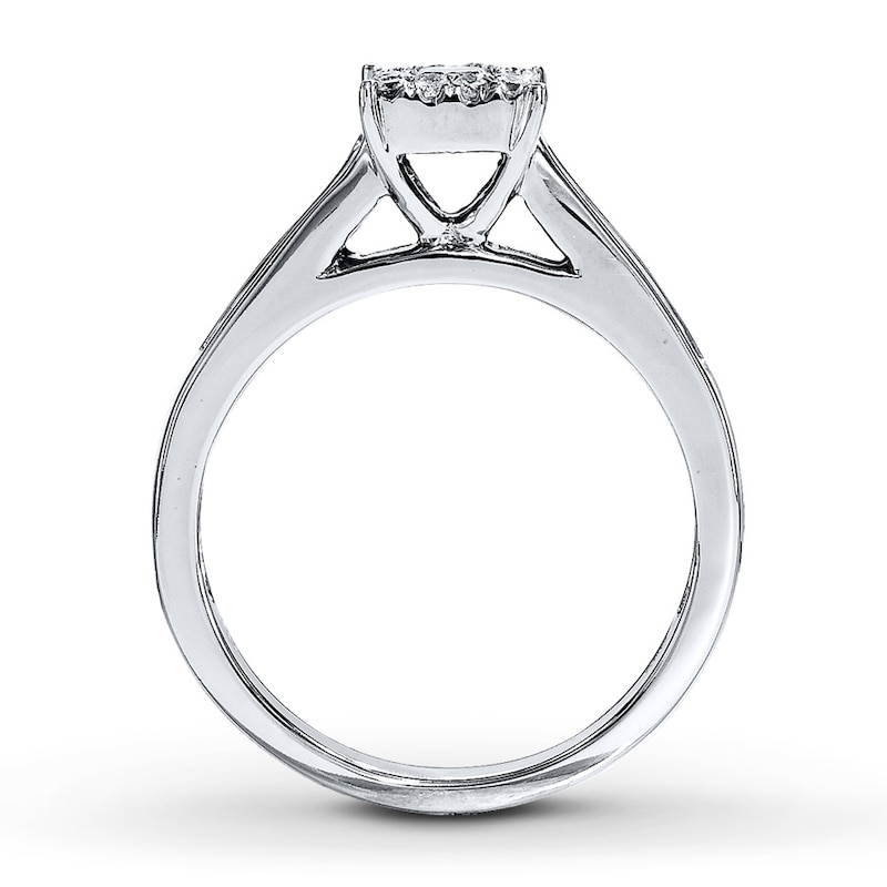 Main Image 2 of Previously Owned Diamond Engagement Ring 5/8 ct tw Princess, Round & Baguette-cut 14K White Gold Size 4