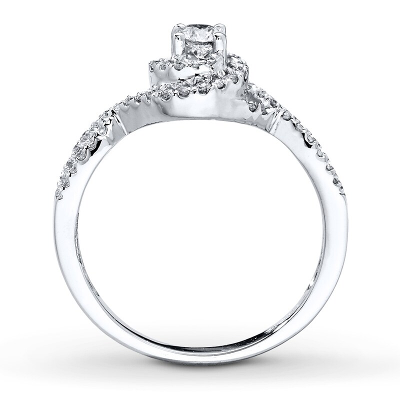 Main Image 2 of Previously Owned Diamond Engagement Ring 3/8 ct tw Round-cut 14K White Gold Size 4