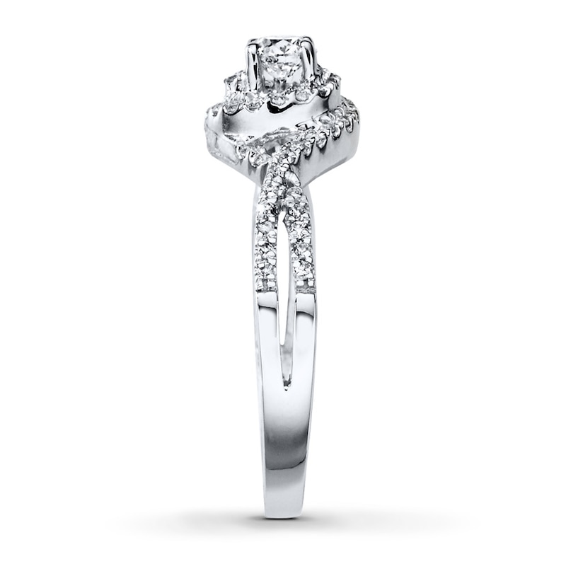 Main Image 3 of Previously Owned Diamond Engagement Ring 3/8 ct tw Round-cut 14K White Gold Size 4