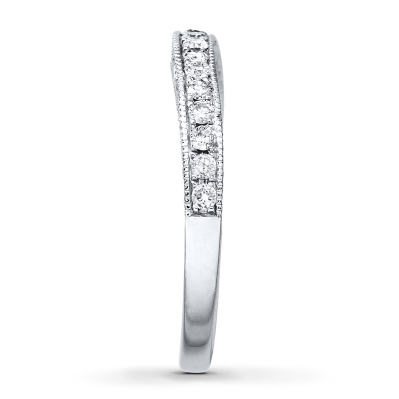 Main Image 3 of Previously Owned Diamond Wedding Band 1/4 ct tw Round-cut 14K White Gold - Size 9.5
