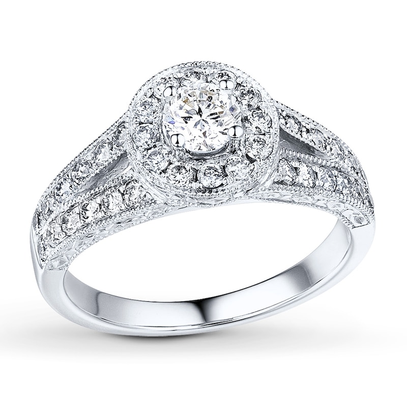 Main Image 1 of Previously Owned Diamond Engagement Ring 5/8 ct tw Round-cut 14K White Gold Size 4.5