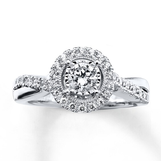 Previously Owned Diamond Engagement Ring 5/8 ct tw Round-cut 14K White Gold Size 9.25