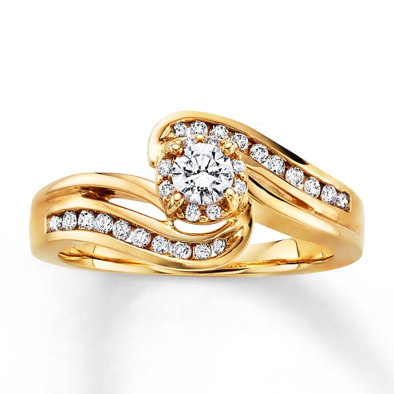 Main Image 1 of Previously Owned Diamond Engagement Ring 3/8 ct tw Round-cut 10K Yellow Gold Size 3.75