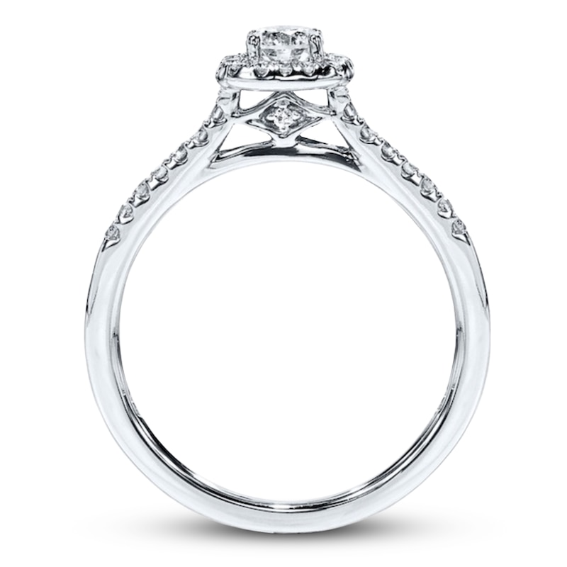Main Image 3 of Previously Owned Diamond Engagement Ring 3/8 ct tw Round-cut 10K White Gold Size 3.5