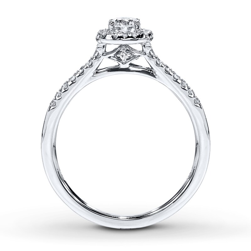 Main Image 2 of Previously Owned Diamond Engagement Ring 3/8 ct tw Round-cut 10K White Gold - Size 3.75