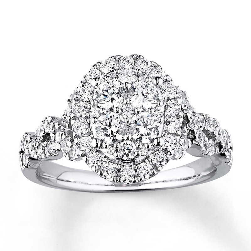 Main Image 1 of Previously Owned Engagement Ring 1 ct tw Round-cut Diamonds 14K White Gold Size 4.25