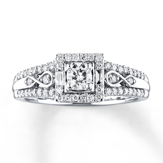 Previously Owned Infinity Engagement Ring 1/2 ct tw Round & Baguette-cut Diamonds 10K White Gold Size 4