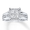 Thumbnail Image 0 of Previously Owned Engagement Ring 1-3/8 ct tw Princess & Round-cut Diamonds 14K White Gold - Size 9.5
