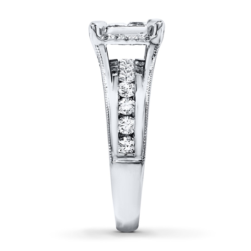 Previously Owned Engagement Ring 1-3/8 ct tw Princess & Round-cut Diamonds 14K White Gold - Size 9.5