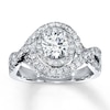 Thumbnail Image 1 of Previously Owned Engagement Ring 1-1/5 ct tw Round-cut Diamonds 14K White Gold Size 10.5