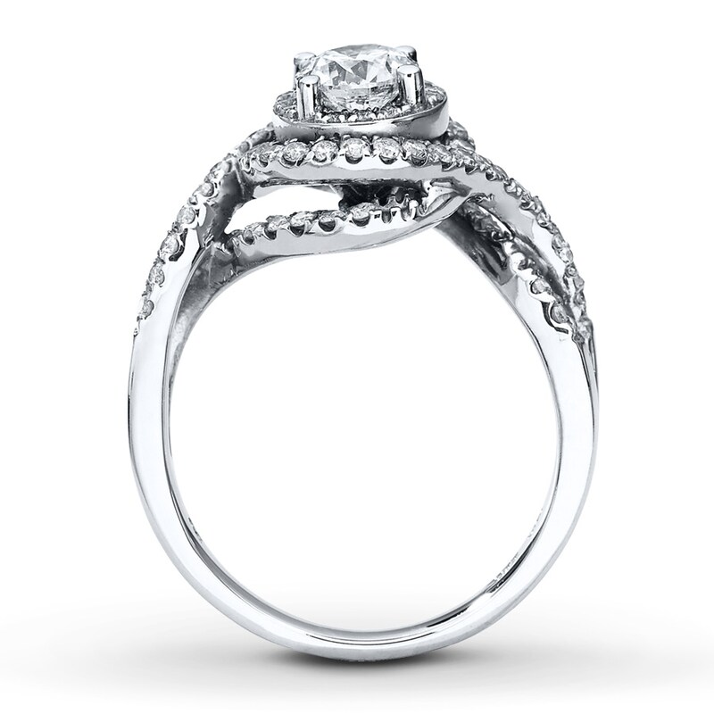 Main Image 2 of Previously Owned Engagement Ring 1-1/5 ct tw Round-cut Diamonds 14K White Gold Size 10.5