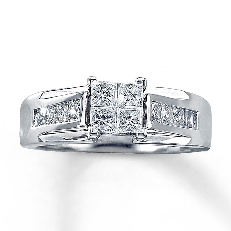 Main Image 1 of Previously Owned Diamond Engagement Ring 1 ct tw Princess-cut 14K White Gold Size 5