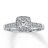 Thumbnail Image 1 of Previously Owned Engagement Ring 1/2 ct tw Princess & Round-cut Diamonds 14K White Gold Size 9.75