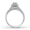Thumbnail Image 2 of Previously Owned Engagement Ring 1/2 ct tw Princess & Round-cut Diamonds 14K White Gold Size 9.75