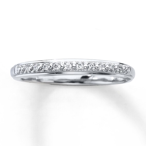 Previously Owned Diamond Wedding Band 1/20 ct tw Round-cut 10K White Gold Size 3.5