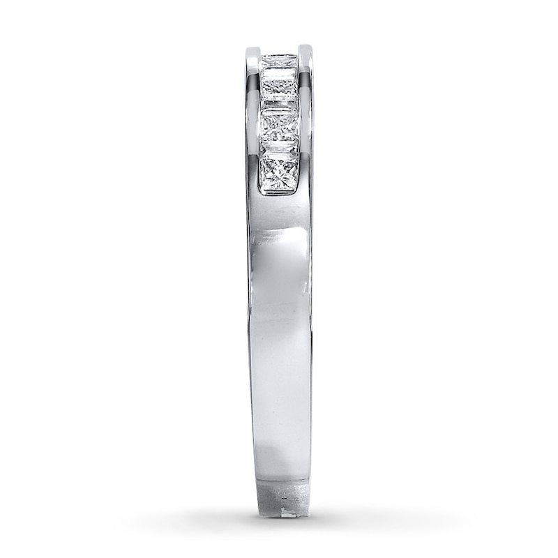 Main Image 3 of Previously Owned Diamond Wedding Band 1/3 ct tw Princess & Baguette-cut 14K White Gold - Size 4