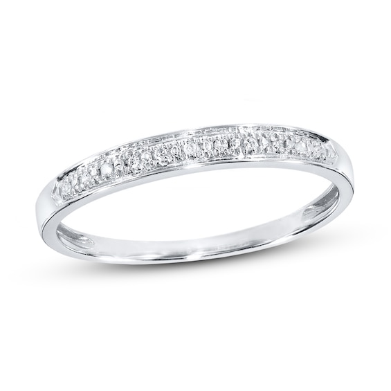 Previously Owned Diamond Anniversary Band 1/20 ct tw Round-cut 10K White Gold Size 9.75