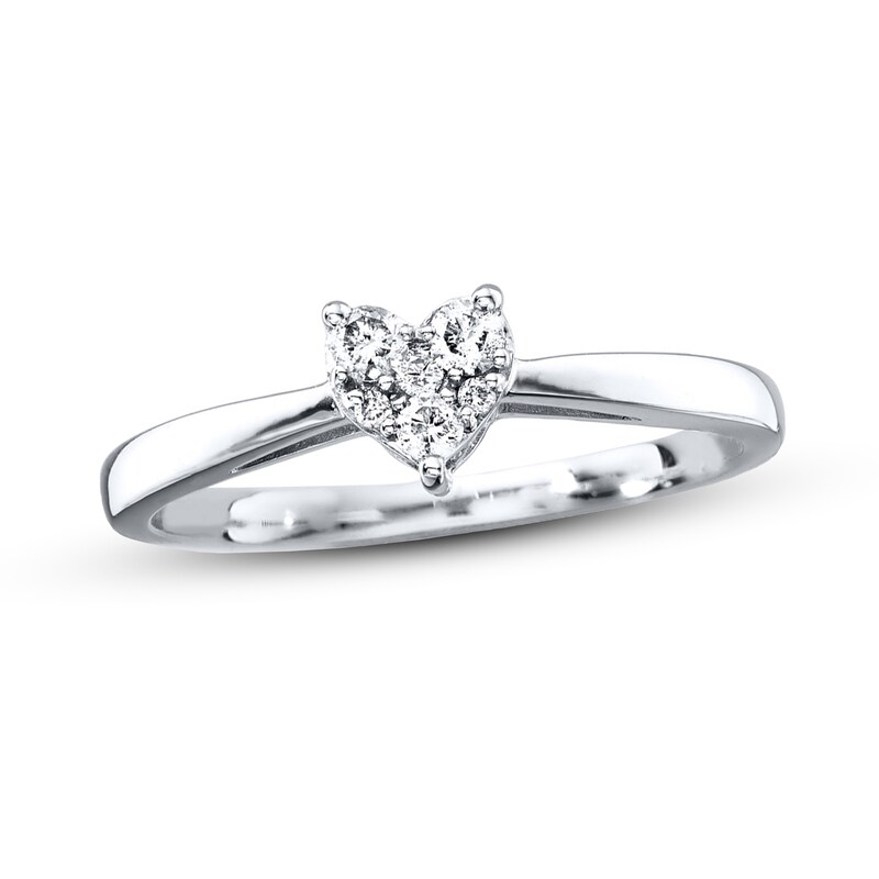 Main Image 1 of Previously Owned Heart Ring 1/8 ct tw Round-cut Diamonds Sterling Silver - Size 3.5
