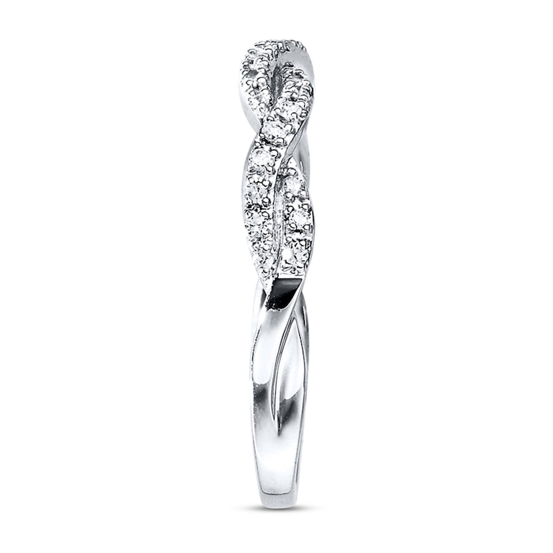 Main Image 3 of Previously Owned Anniversary Ring 1/6 ct tw Round-cut Diamonds 10K White Gold - Size 10.5