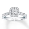Thumbnail Image 1 of Previously Owned Neil Lane Engagement Ring 7/8 ct tw Princess & Round-cut Diamonds 14K White Gold - Size 4
