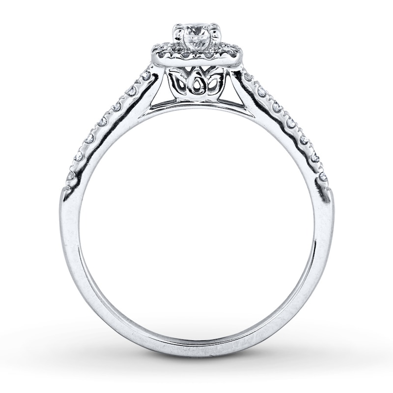 Previously Owned Diamond Engagement Ring 3/8 ct tw Round-cut 10K White Gold - Size 4.25