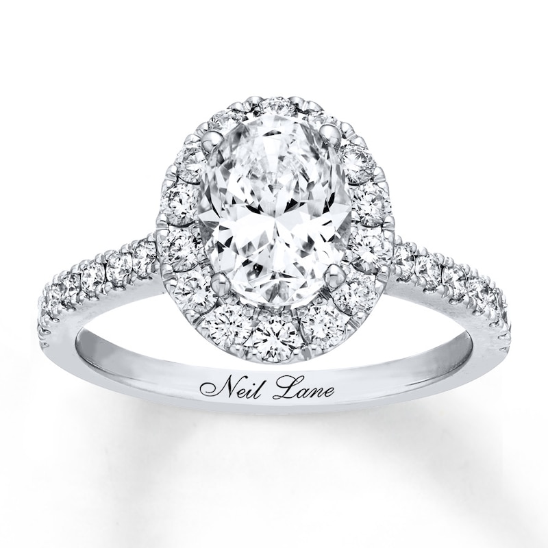 Main Image 1 of Previously Owned Neil Lane Diamond Engagement Ring 2-1/8 ct tw Oval & Round-cut 14K White Gold Size 4.5