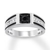 Thumbnail Image 1 of Previously Owned Men's Black & White Diamond Ring 3/4 ct tw Round-cut 10K White Gold Size 6.5