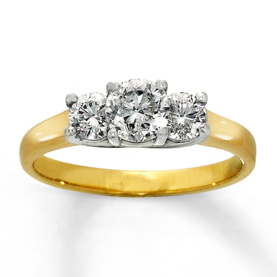 Previously Owned Three-Stone Diamond Engagement Ring 1 ct tw Round-cut 14K Yellow Gold Size 9.75