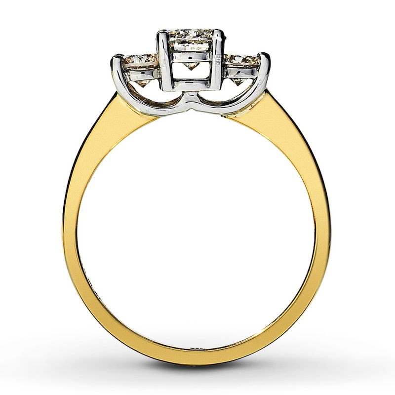 Main Image 2 of Previously Owned Three-Stone Diamond Engagement Ring 1 ct tw Round-cut 14K Yellow Gold Size 9.75