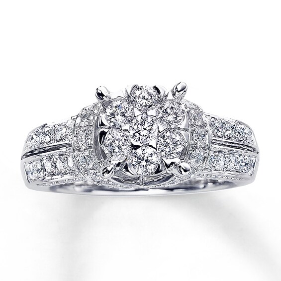 Previously Owned Diamond Engagement Ring 1-3/8 ct tw Round-cut 14K White Gold Size 10.5