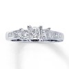 Thumbnail Image 1 of Previously Owned Three-Stone Diamond Ring 1 ct tw Princess-cut 14K White Gold Size 3.75