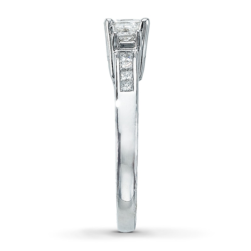 Main Image 3 of Previously Owned Three-Stone Diamond Ring 1 ct tw Princess-cut 14K White Gold - Size 9.25
