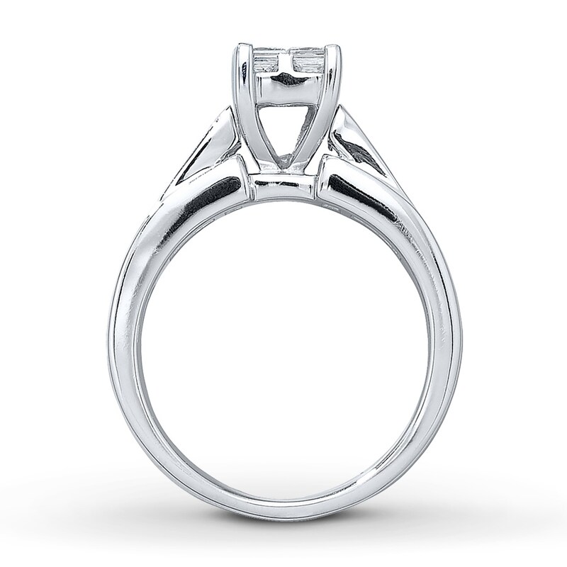 Main Image 2 of Previously Owned Engagement Ring 1 ct tw Princess-cut Diamonds 14K White Gold Size 9.75