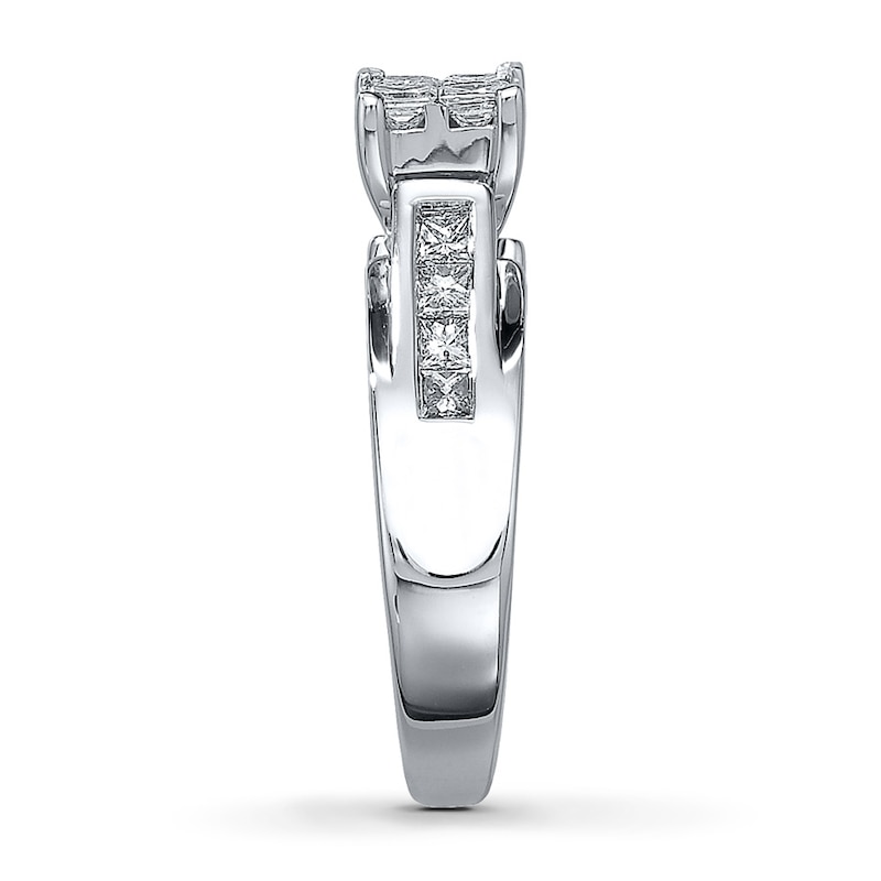 Main Image 3 of Previously Owned Engagement Ring 1 ct tw Princess-cut Diamonds 14K White Gold Size 9.75