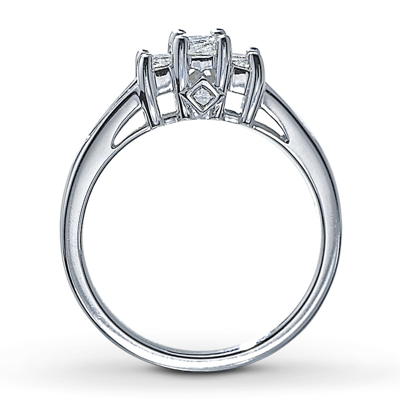 Main Image 2 of Previously Owned Three-Stone Diamond Ring 1/2 ct tw Princess-cut 14K White Gold - Size 4