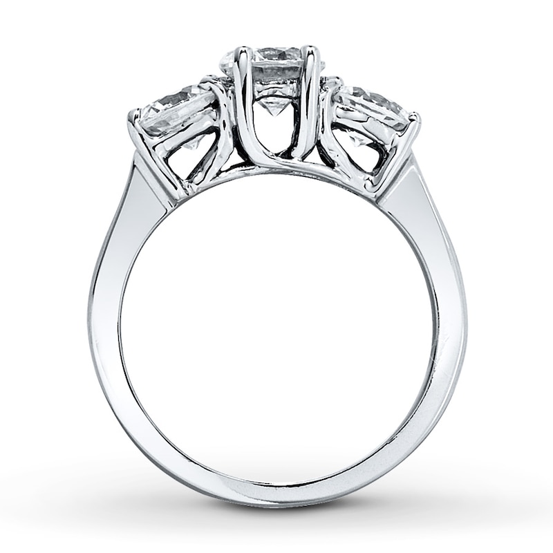 Main Image 2 of Previously Owned 3-Stone Diamond Engagement Ring 2 ct tw Round-cut 14K White Gold - Size 4