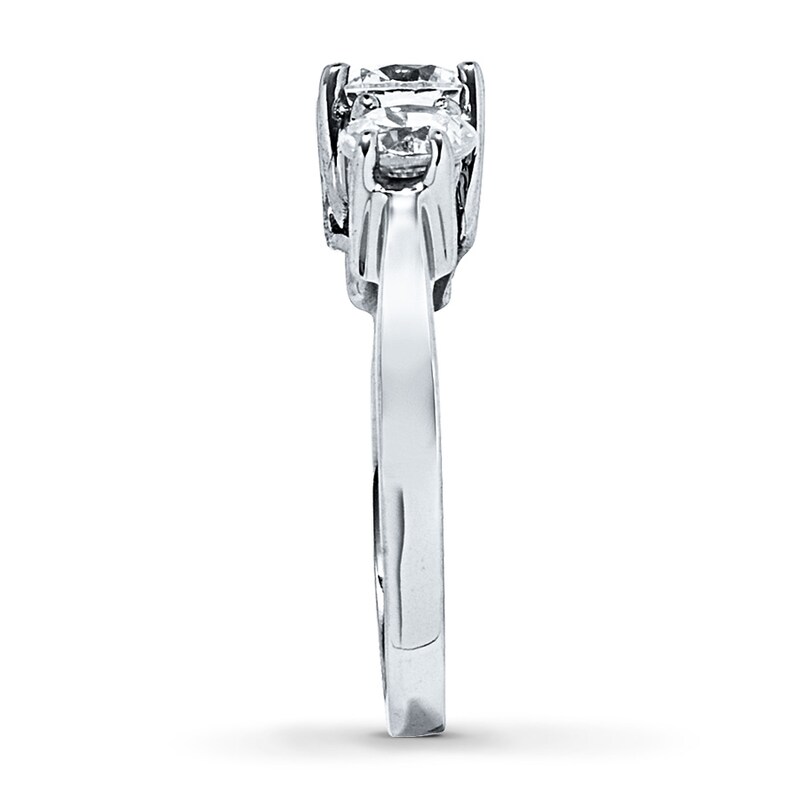 Main Image 3 of Previously Owned 3-Stone Diamond Engagement Ring 2 ct tw Round-cut 14K White Gold - Size 4