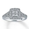 Thumbnail Image 1 of Previously Owned Diamond Engagement Ring 1/2 ct tw Princess & Round-cut Diamonds 14K White Gold Size 9.75