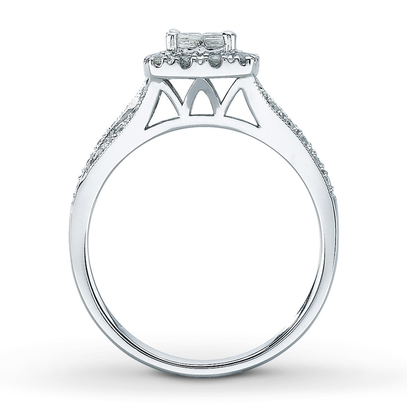 Main Image 2 of Previously Owned Diamond Engagement Ring 1/2 ct tw Princess & Round-cut Diamonds 14K White Gold Size 9.75