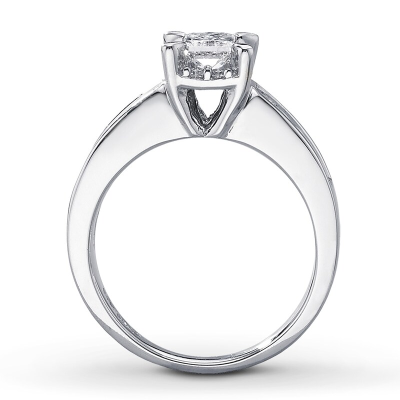 Main Image 2 of Previously Owned Diamond Engagement Ring 1-1/4 ct tw Princess & Round-cut 14K White Gold Size 4.25