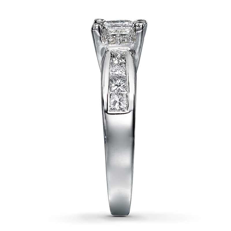 Main Image 3 of Previously Owned Diamond Engagement Ring 1-1/4 ct tw Princess & Round-cut 14K White Gold Size 4.25