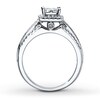 Thumbnail Image 2 of Previously Owned Diamond Engagement Ring 1 ct tw Princess, Baguette & Round-cut 14K White Gold Size 3.75