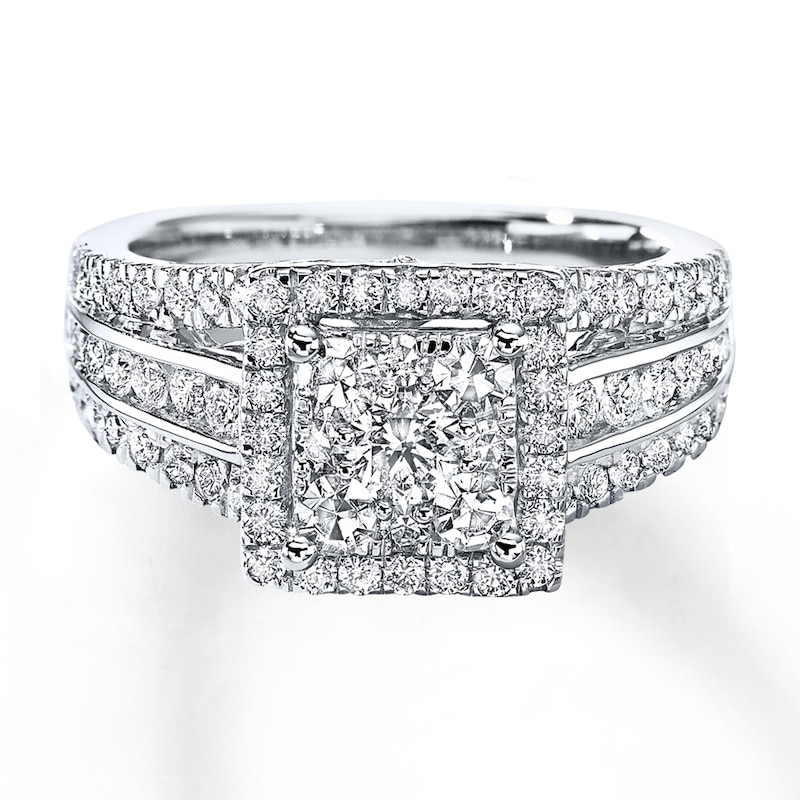 Main Image 1 of Previously Owned Diamond Engagement Ring 1-1/2 ct tw Round-cut 14K White Gold - Size 4