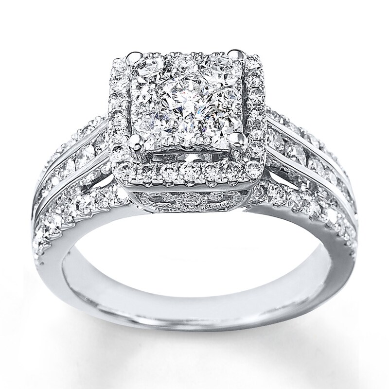 Main Image 3 of Previously Owned Diamond Engagement Ring 1-1/2 ct tw Round-cut 14K White Gold - Size 4