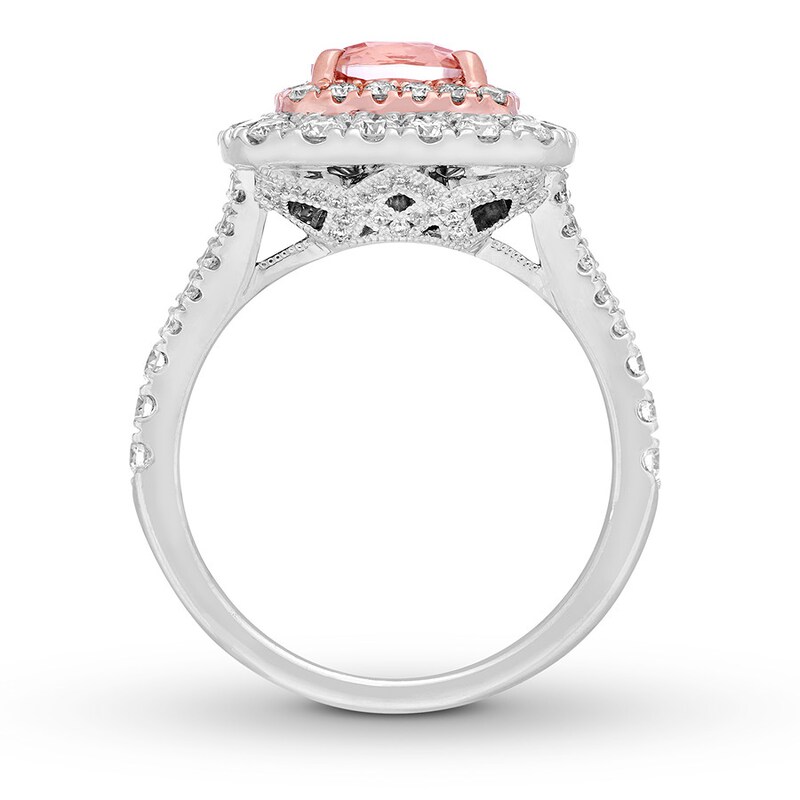 Main Image 2 of Previously Owned Neil Lane Morganite Ring 1-1/4 ct tw Round-cut Diamonds 14K Two-Tone Gold