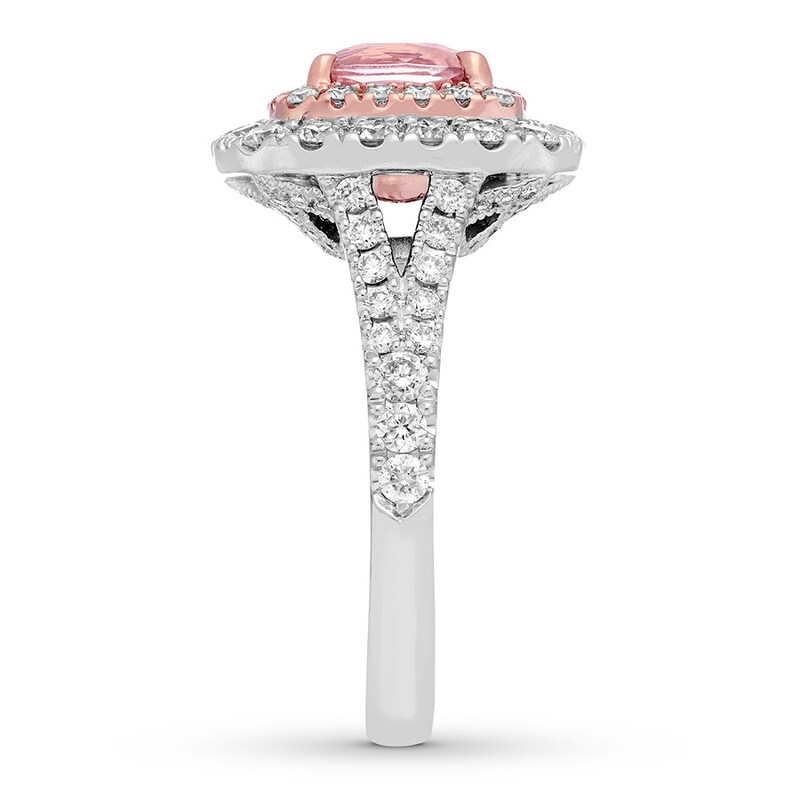 Main Image 3 of Previously Owned Neil Lane Morganite Ring 1-1/4 ct tw Round-cut Diamonds 14K Two-Tone Gold